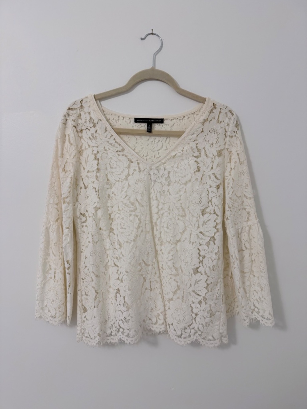 White House Black Market Floral Lace Blouse - Size S